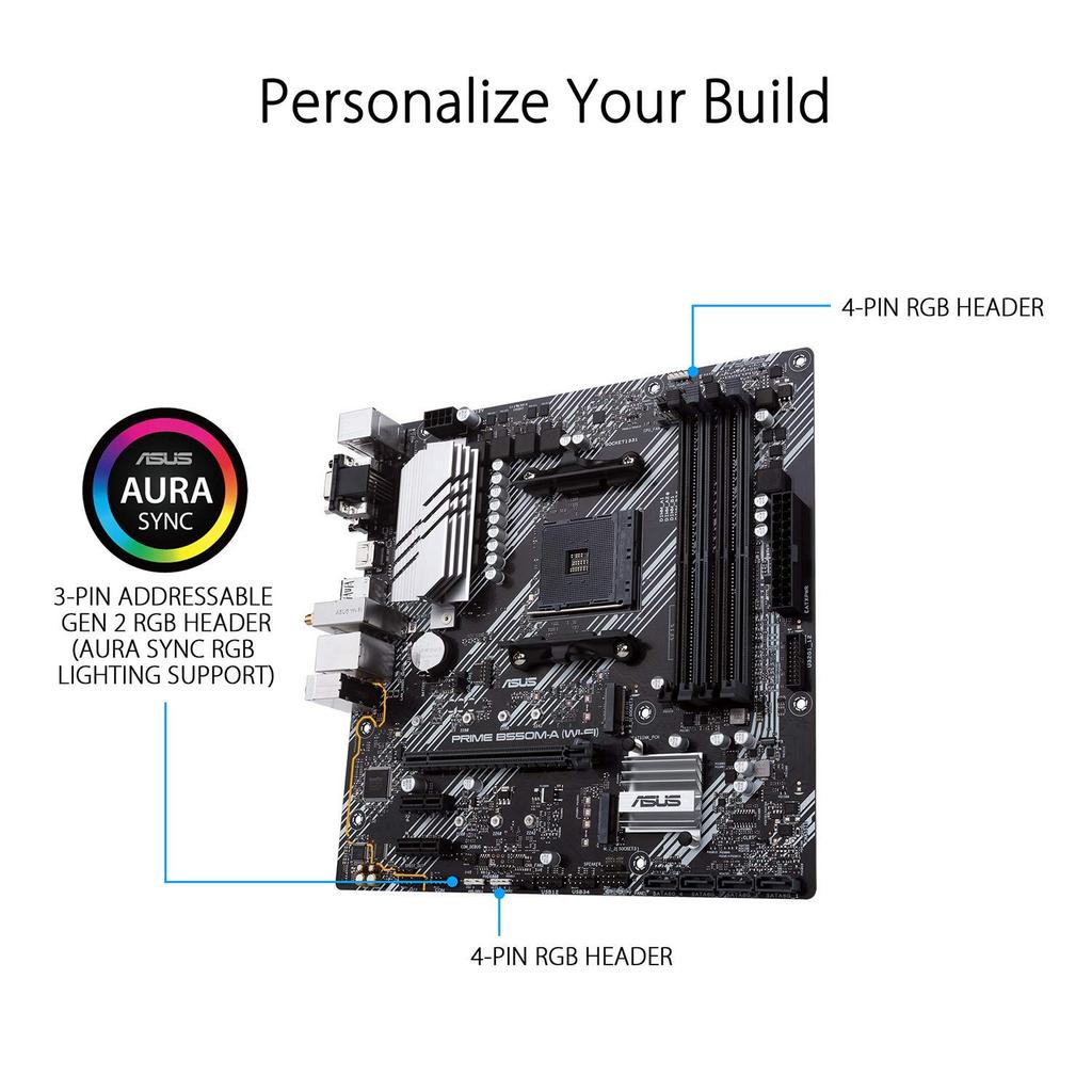 ASUS AMD B550 AM4 Compatible Motherboard PRIME B550M-A (WI-FI) [MicroATX]