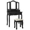 Day and Night - Day and Night Black Paulownia Wood Dressing Table and Stool Set 80x69x141 Cm