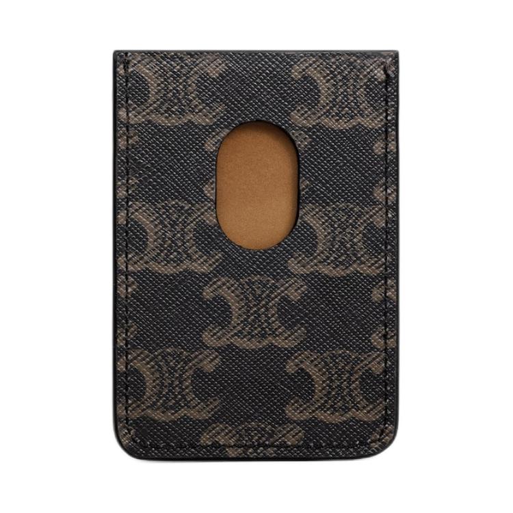 Celine Triomphe Classic Logo Print Canvas With Calfskin Trim Card Holder Men Accessories Brown 10N492EEN-04LI
