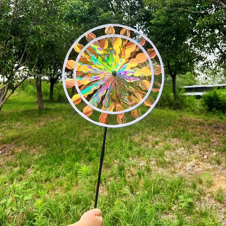 Large Color-Changing Laser Double-Layer Sunflower Pinwheel for Outdoor Scenic Areas and Street Stalls