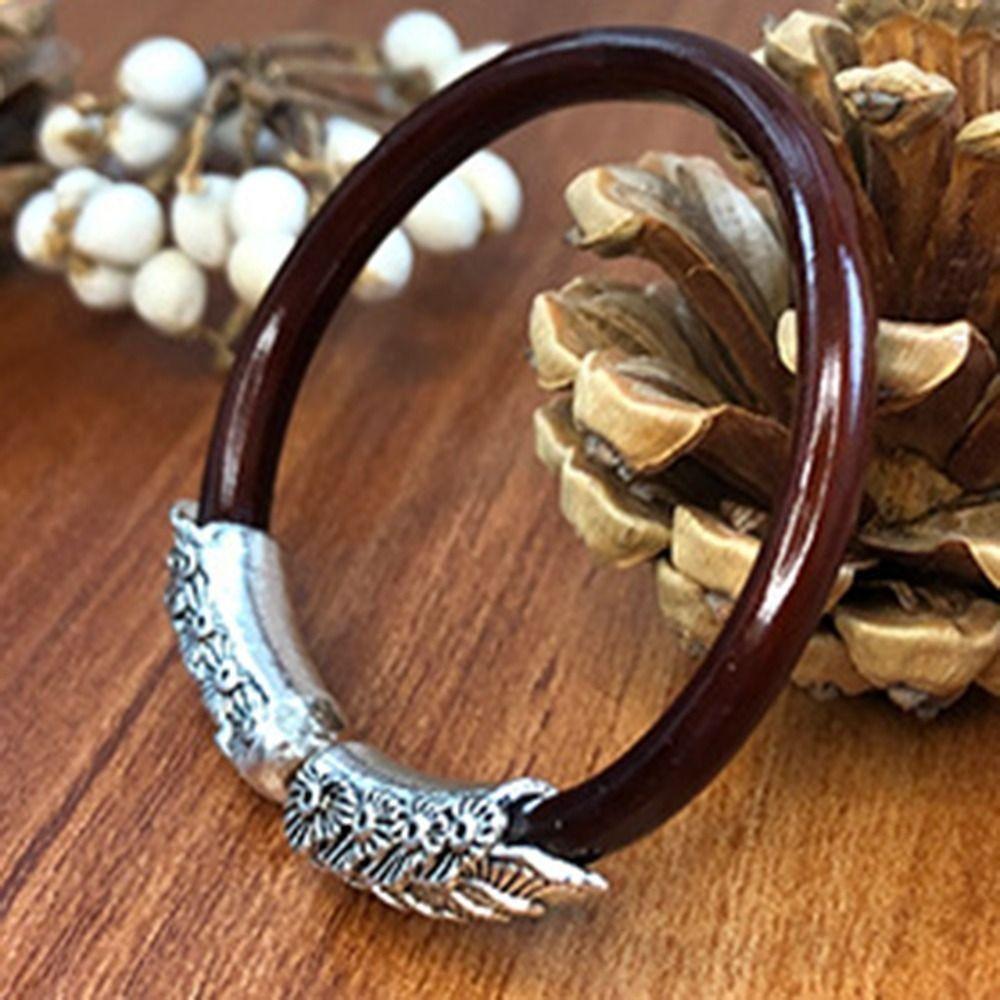 Tibetan Silver Opening Bangles No Knot Chicken Spatholobi Bracelet Rosewood Bracelet  Gift