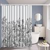 1Pc Black And White Botanical Patterned Shower Curtain, Made Of Polyester, Machine Washable, Suitable For Bathroom Dcor.