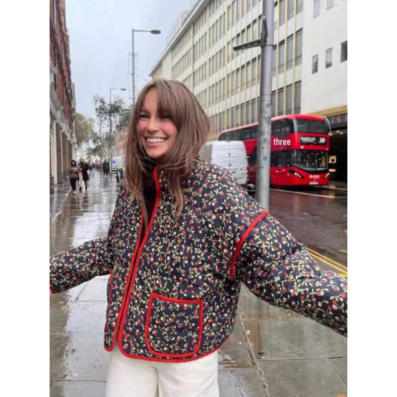 Giacca Cappotto da Donna Stampata in Cotone Autunno/Inverno 2025, Monocolore, Taglia Unica