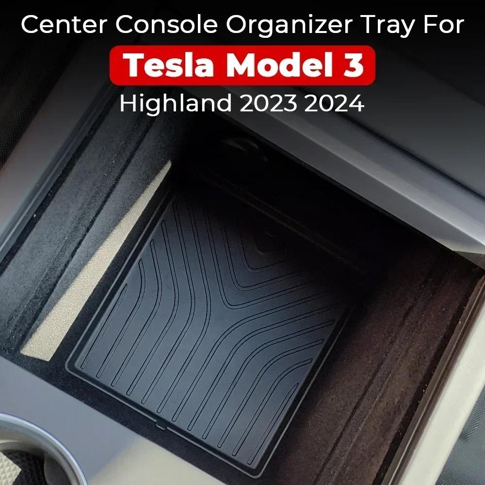 Center Console Organizer Tray Storage Box Stowing Tidying Lower Bottom Mat Tray Cup Pads For New Tesla Model 3 Highland 2026