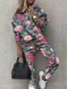 1116 New Women's Clothing European and American Spring and Autumn Floral Printing Casual Long-sleeved Sports Suit