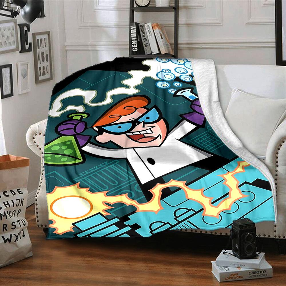 1pc Dexter's Laboratory Cozy Print Blanket Lightweight Warm Flannel Throw Blanket For Sofa, Bed, Living Room