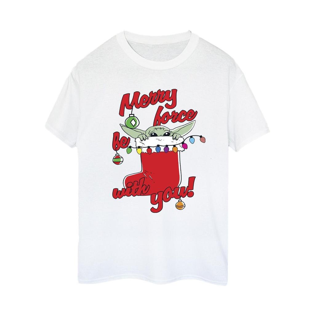 Star Wars The Mandalorian Womens/Ladies Merry Force Be With You Cotton Boyfriend T-Shirt