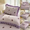 Thickened Quilted Velvet Bedspread Set with Lace Pillowcase and Static-Free Warm Temperature Control