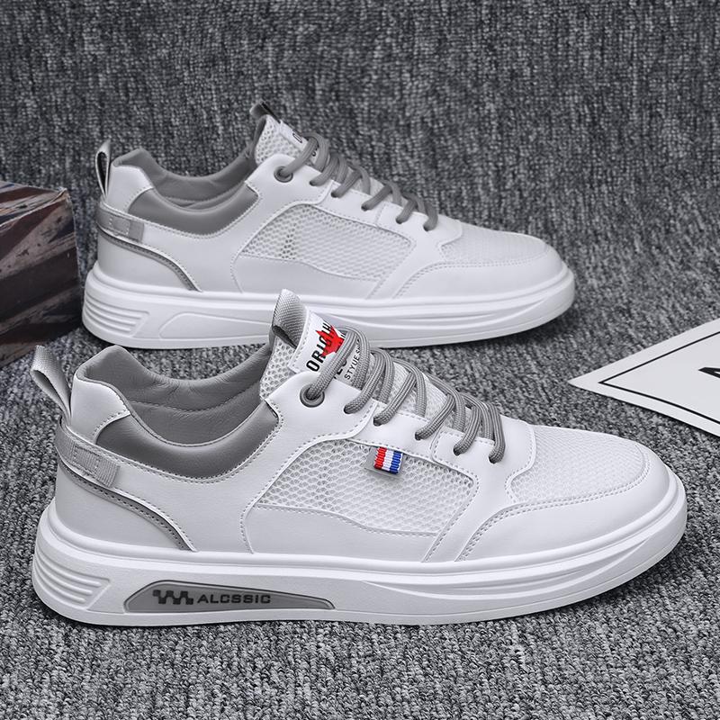 Men's shoes 2025 new explosion summer breathable deodorant mesh hollow mesh small white board shoes men's sports and leisure network