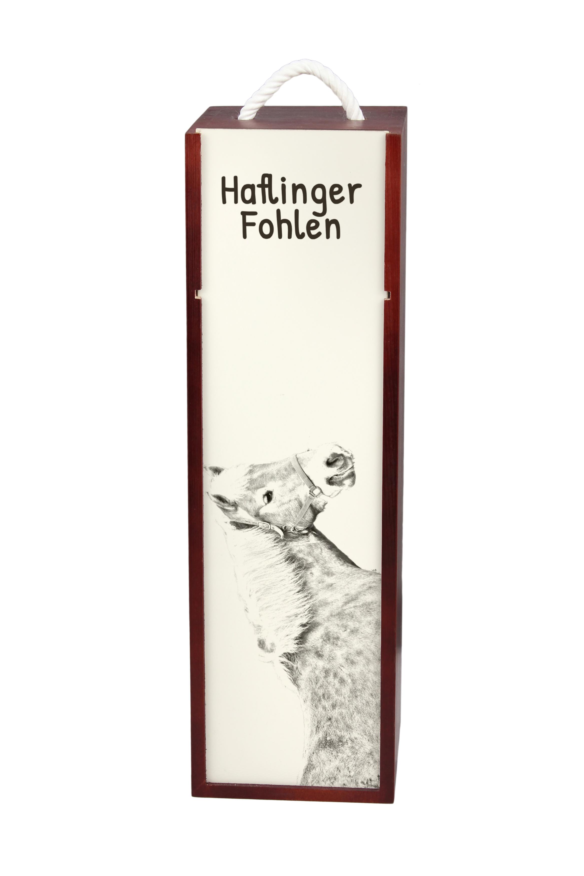 

Haflinger Fohlen - wine box with a horse, alcohol box with graphics, personalized gift box from the Art-Dog brand коричневий