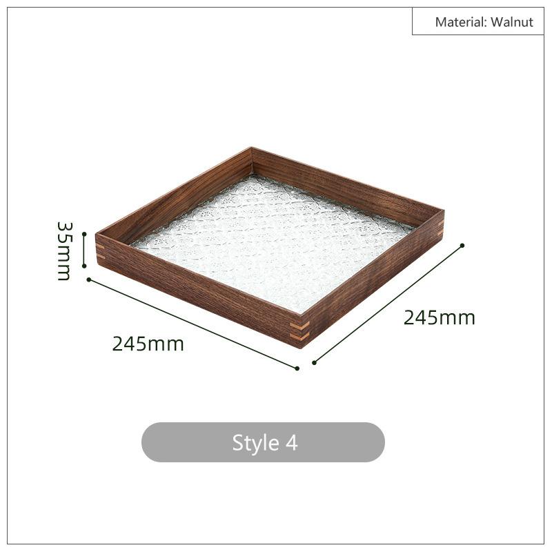 HeMu Set de decorațiuni de masă vintage din sticlă cu flori de cireș și măr, tavă din lemn, ceai aromaterapie, tavă pentru recepție cu ceai de mare