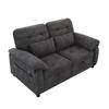 3-in-1 Double Sofa Bed with Adjustable Backrest and Bed Function, Convertible Sofa with USB Charging Port, Chenille Fabric, Grey, Incl. 2 Cushions