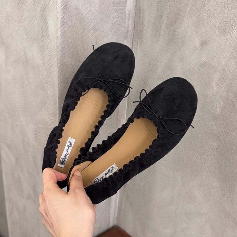 Fashion SUOJIALUN Autumn New Brand Women Flat Shoes Fashion Round Toe Pleated Shallow Slip On Boat Shoes Soft Flat Heel Single Shoes