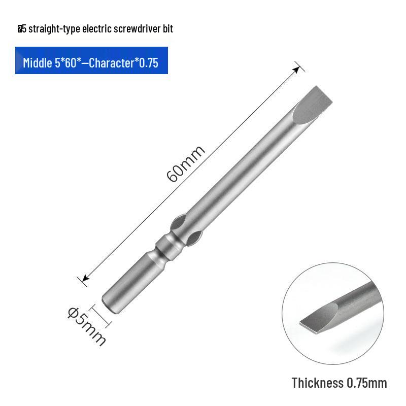 5mm S2 Steel High Hardness Slotted Screwdriver Bit for Electric Screwdriver