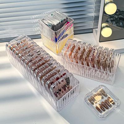 Aufbewahrungsbox für Nagelkunst Transparent Organizer Halter für Trage-Rüstung Schmuck Leer Ausstellungsbox Exquisite Falsche Nägel Präsentationsetui