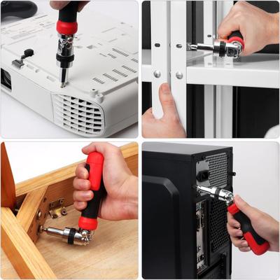 Ratchet Screwdriver with Non-Slip Handle High Strength 180-Degree Pivoting Adjustable Angle 13-in-1 Multi-functional Screwdriver