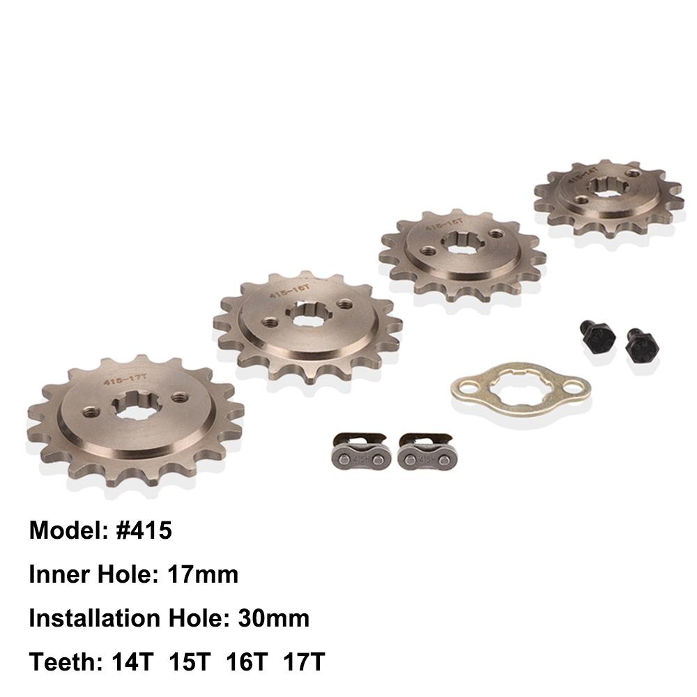 Motorcycle 415 Chain 17mm 14/15/16/17 Tooth Front Engine Sprocket With 415H Master Connector Link For Motorized Bicycle Moped