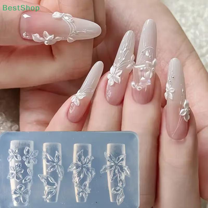 3D Relief Egg Flower Nail Art Silicone Mold,Floral Petal Design Nail Art Carving Template 3Pcs/Set
