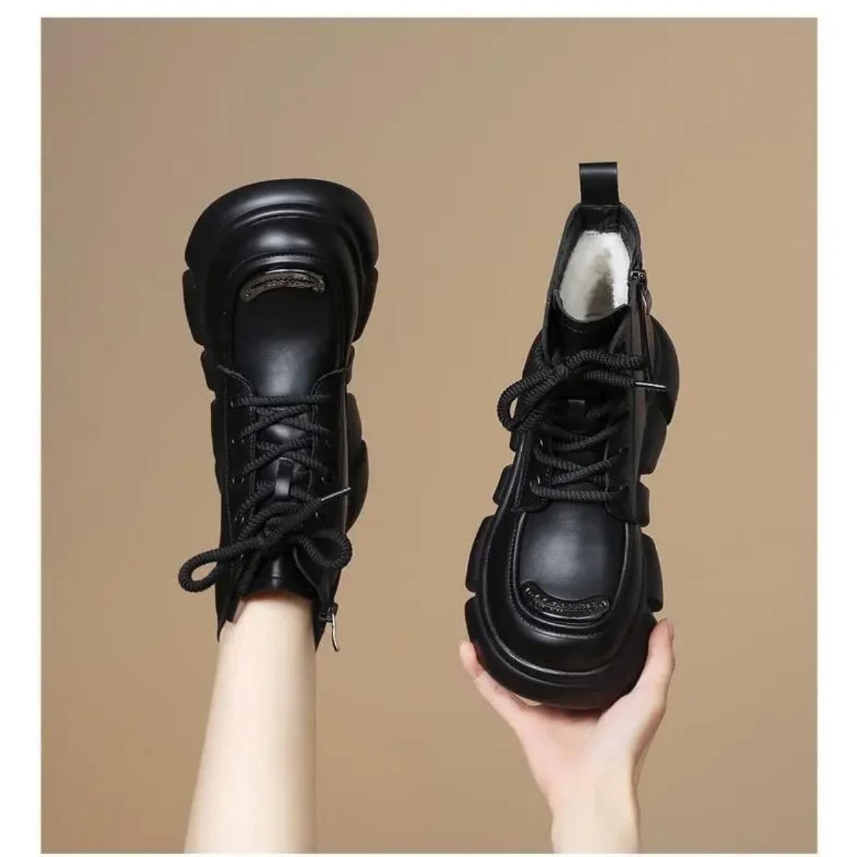 

Женские сапоги зимние новые меховые сапоги для снега на платформе плюшевые удобные нескользящие теплые шнурованные холодостойкие хлопковые ботильоны 40 чёрный