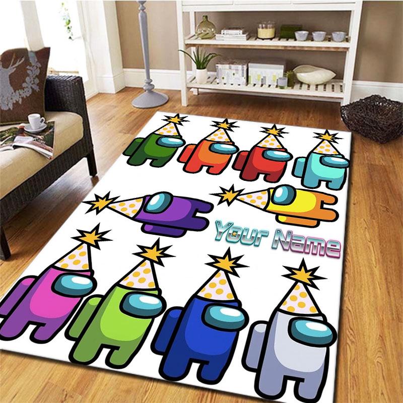 Among Us Custom Name Carpet Rug for Living Room Bedroom Home Sofa Decoration,Kids play Non-slip Floor Mat