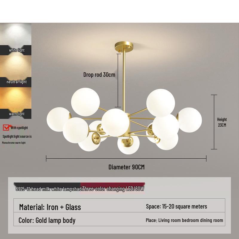 Nordic Modern Chandelier - Elegant, Atmospheric Lighting for Living Rooms, Bedrooms, or Dining Areas