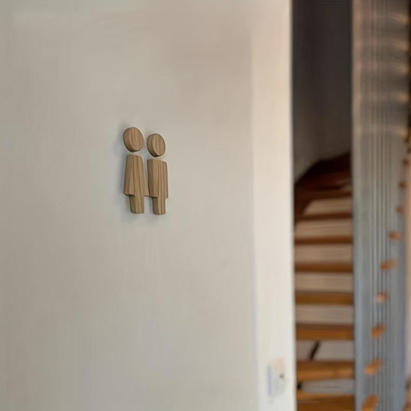 2Pcs Bathroom Decoration Premium Bathroom Sign Solid Wood Men'S And Women'S Toilet Sign Home Bathroom Decor