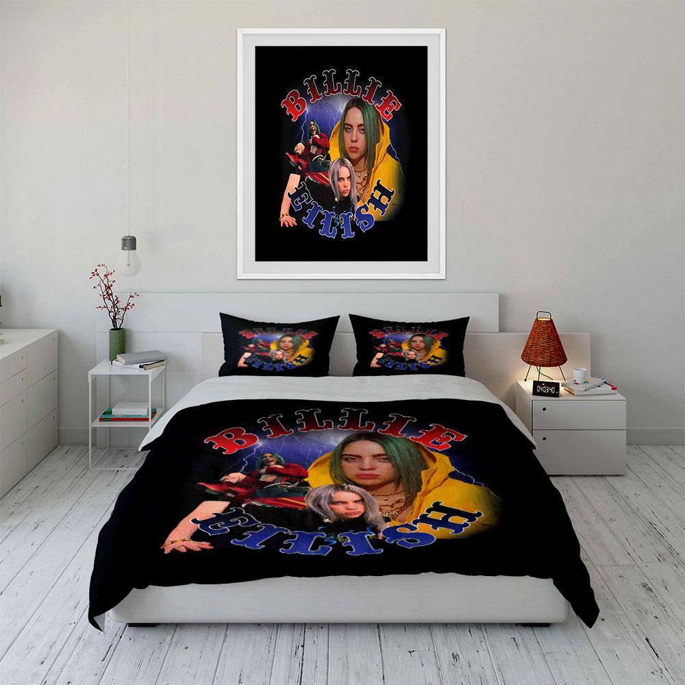 Colorful Billie Eilish Design Bedding Duvet Cover Set Duvet Cover Pillowcases  (1*Duvet Cover 2*Pillowcases, Without Duvet Insert)