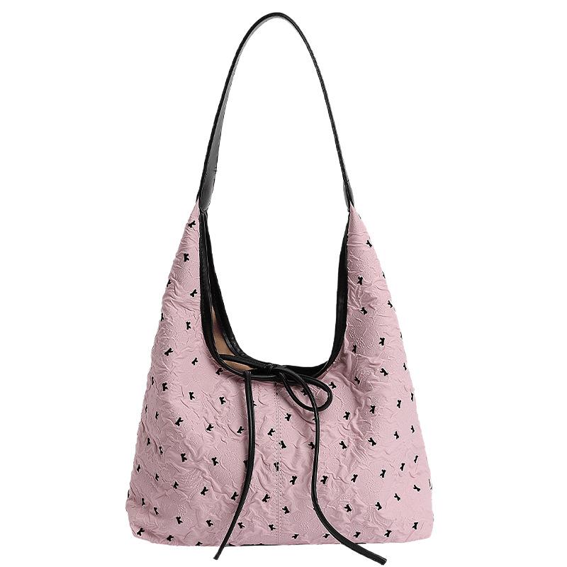 Fashion Bow Pleated Large Capacity Armpit Bag Women's New Casual Commuter Shoulder Messenger Bag