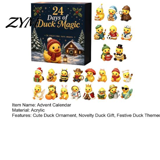 Interactive Holiday Morning Ritual Duck Advent Calendar, 24-Day Christmas Countdown Box with Cute Acrylic Toy Calendar Toy, Tree Hanging Decor,