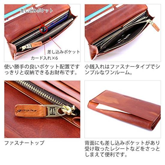 Portefeuille Long FLUID Katharine Hamnett London, 490-59203, Marron Foncé, Fabriqué en Cuir Italien Premium Tanné Végétal