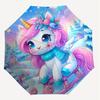 1PC Unicorn Winter Automatic Open/Close Umbrella with Windproof, 8-Rib Sturdy Canopy, Durable Ribs, Fashionable Design, Outdoor Accessory, Fun Prin, H