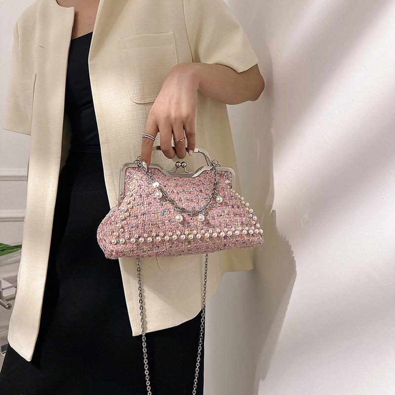 Borsa da Sposa Lussuosa con Perle per Spose Eleganti Borse da Sera per Signore Borsa a Spalla Singola per Abiti da Festa