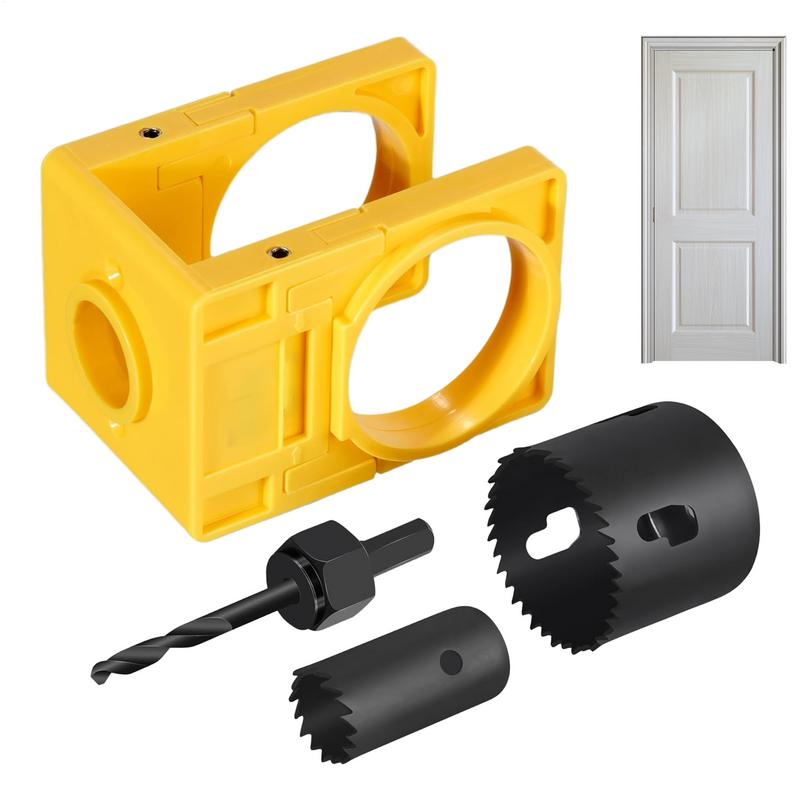 1-3/8" - 1-3/4" Door Knob Drilling Kit Door Lock Installation Kit With Guide Template Door Lock Hole Saw Kit Installation Tools
