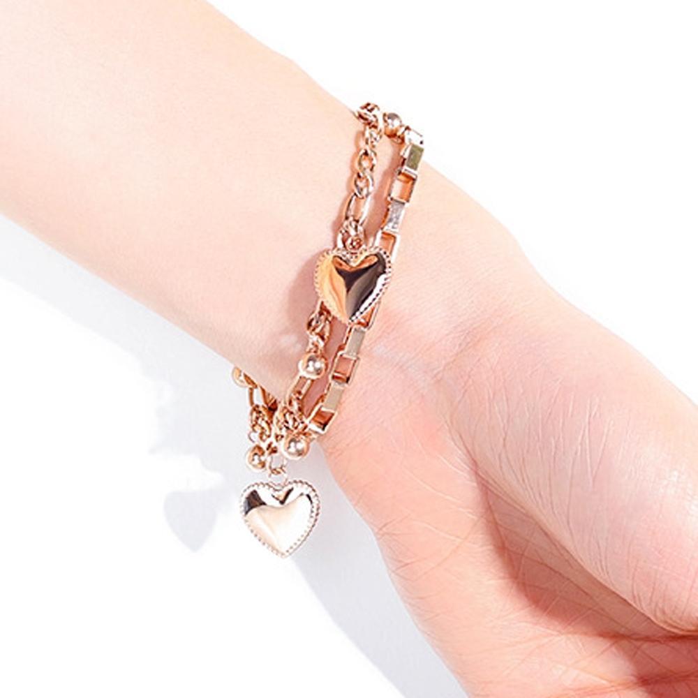 New Stainless Steel Girls Bracelets Women Gift Multi-layer Stylish Heart Charm Bracelet Adjustable Best Selling