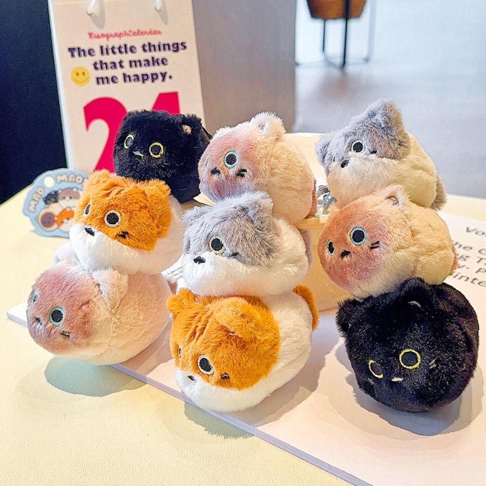 Lifelike Animal Cat Keychain Fluffy Simulation Cat Plush  Key Ring  Kids Gifts
