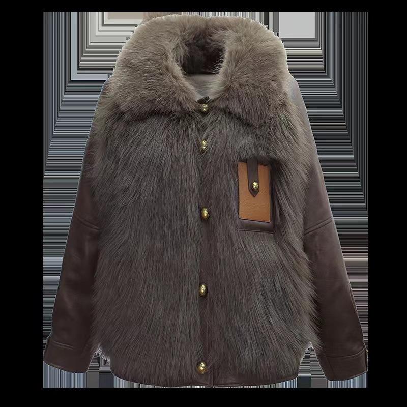 Winter New Style Imitation Fox Fur Fur Fur Fur Coat Fur Fur Integrated Coat Female Sheep Skin Imitation Down Jacket Young Style