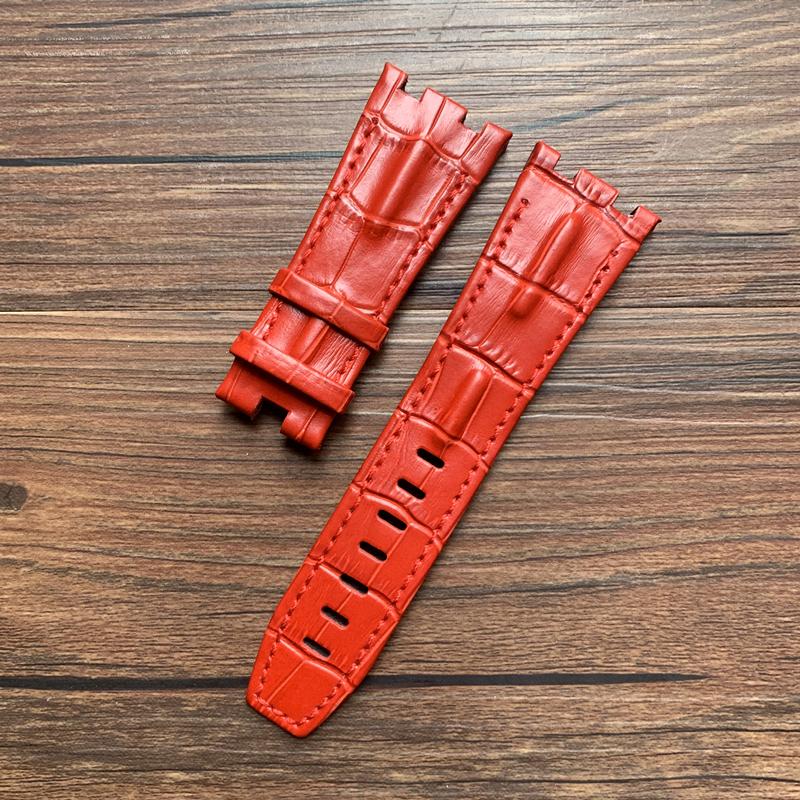 Genuine Leather Watch Strap For AP 15703 Royal Oak Offshore Series 28mm*22mm Black Brown Blue Red Watchbands Accessories Men