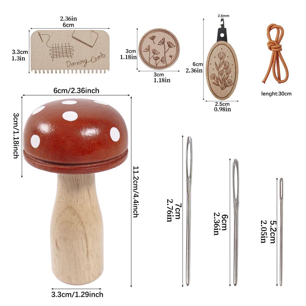 Sewing Knit Patch Tools Darning Mushroom Patchworks Tool Mending Pants Clothes Weaving Crafts Needle Holder Thread Darning Tool