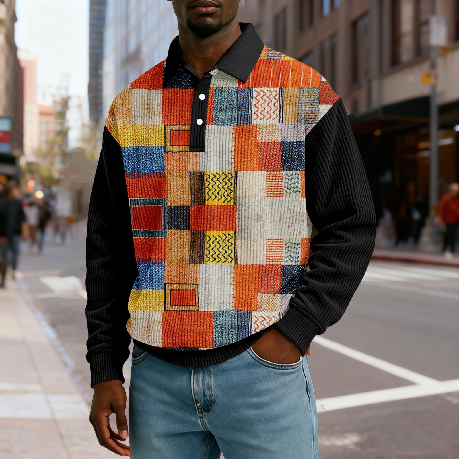 

Men s Casual Loose-fitting Top Button-down Collar Long Sleeves XXL помаранчевий