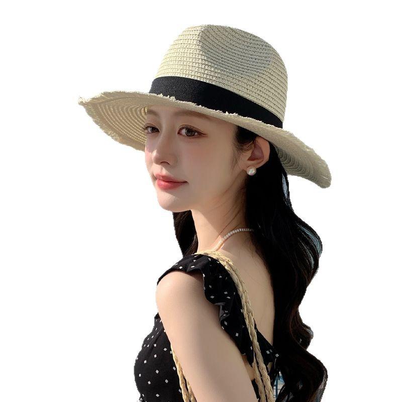 Summer sunscreen visor children's hollow straw Lafite straw hat versatile high-end sun hat summer breathable