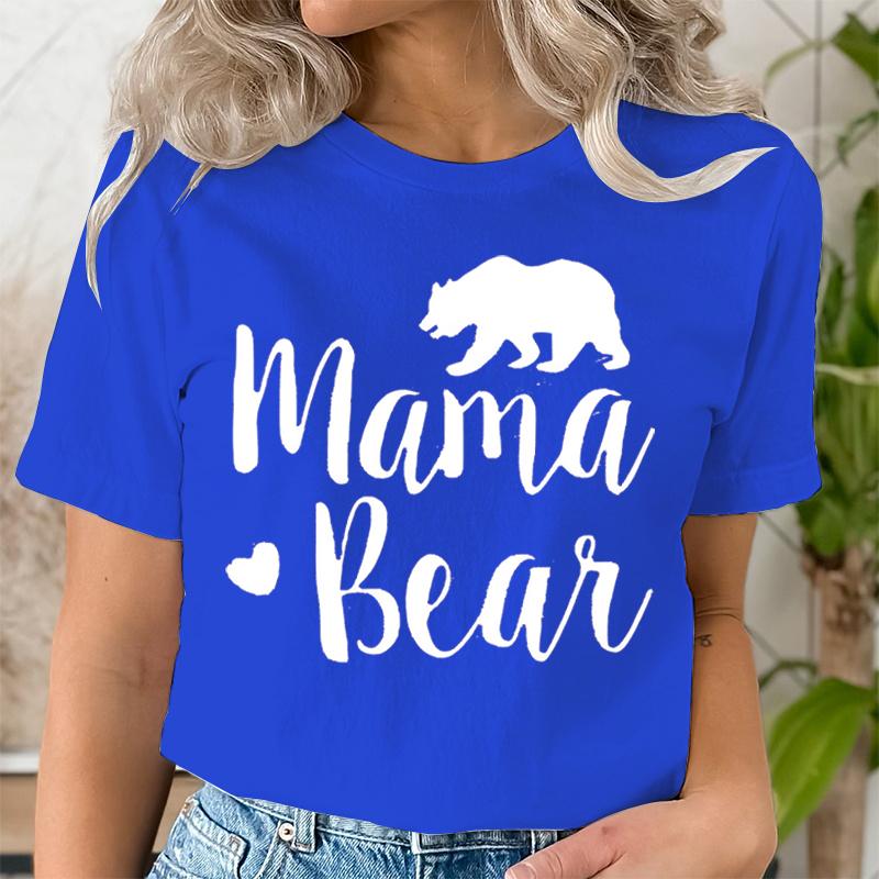 

Женская футболка с принтом «Мама-медведица», милые графические футболки, повседневная футболка с коротким рукавом, черная, с круглым вырезом, футболки в стиле харадзюку, топ для мамы в стиле Y2k S