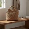 Round Handle Straw Bag Versatile Tote Lightweight Fashion Accessory for Women, Commuting,