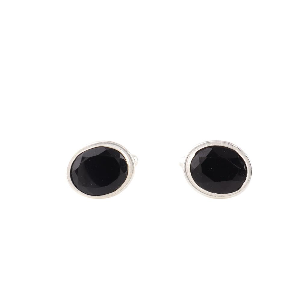 Black Onyx Gemstone 925 Sterling Silver Handmade Jewelry Cufflinks 0.59" For Him CL-2-17
