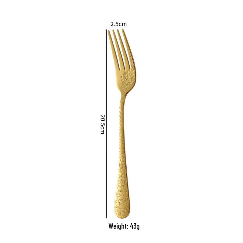 Abay 304 Stainless Steel Golden Dining Fork Set (7-piece)