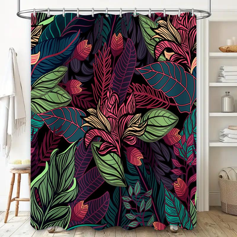 Vibrant Tropical Plant Shower Curtain Perfect for Bathroom Decor Customizable Size Available