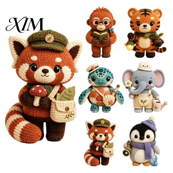 Whimsical Forest Creature Handmade Knitted Doll for Kids, Soft Crochet Animal Plush Toy, Adorable Keepsake Cute Hand Woven Stuffed Doll,