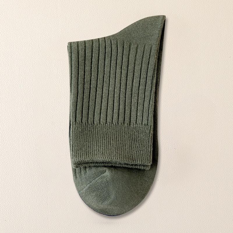 Pure Cotton Men's Antibacterial Double-needle Socks - Mid-length Winter Anti-odor and Sweat-absorbing Long Stockings
