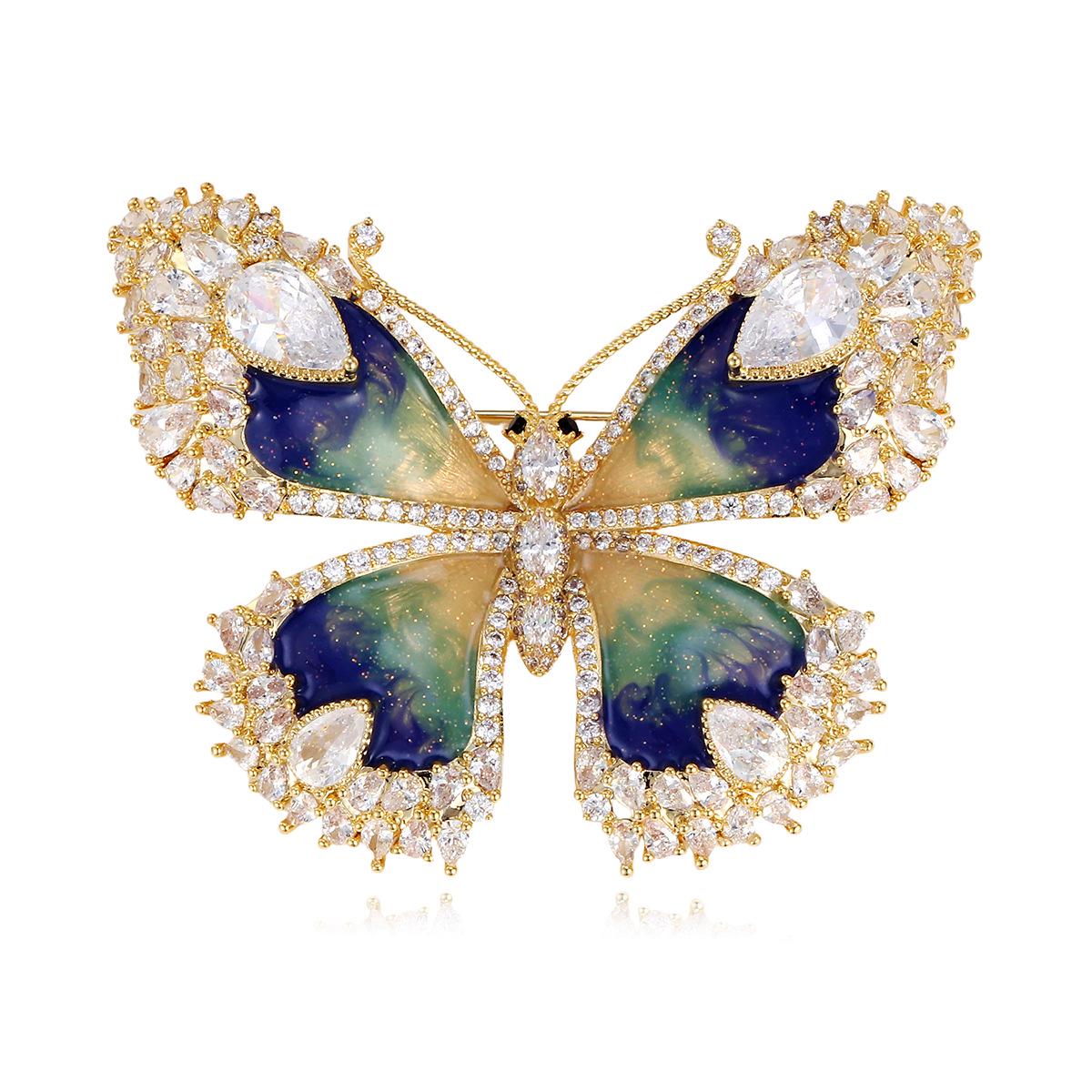 Elegant Zircon Enamel Butterfly & Bear Brooch - European Style Flower Pin Accessory