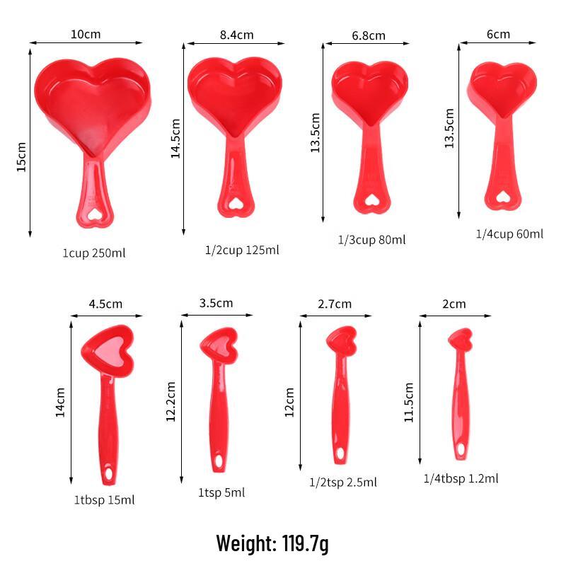 Heart-shaped Plastic Measuring Spoons Set