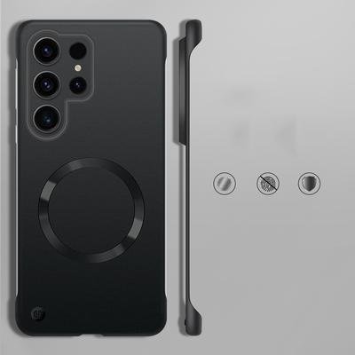 Lüks Çerçevesiz İnce Manyetik Kılıf Samsung Galaxy S25 Ultra S24 Plus S23 S22 Sert PC Mat Darbeye Dayanıklı MagSafe Tampon Kapağı
